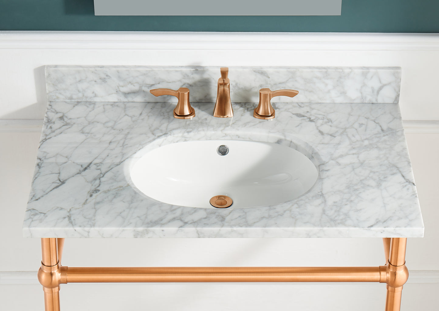 Verona 34.5 in. Console Sink with Carrara White Counter Top