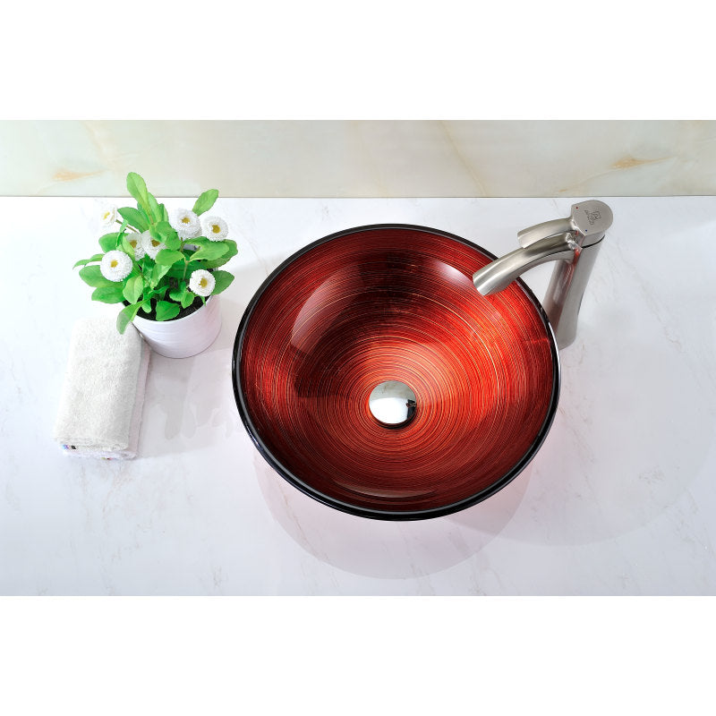 Oau Series Deco-Glass Vessel Sink in Lustrous Red