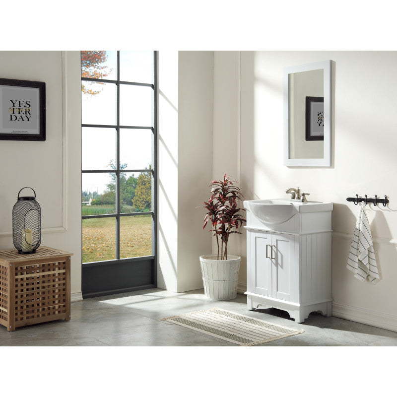 VT-MRCT3024-WH - Montbrun 24 in. W x 34 in. H Bath Vanity-Rich White with White Basin and Mirror