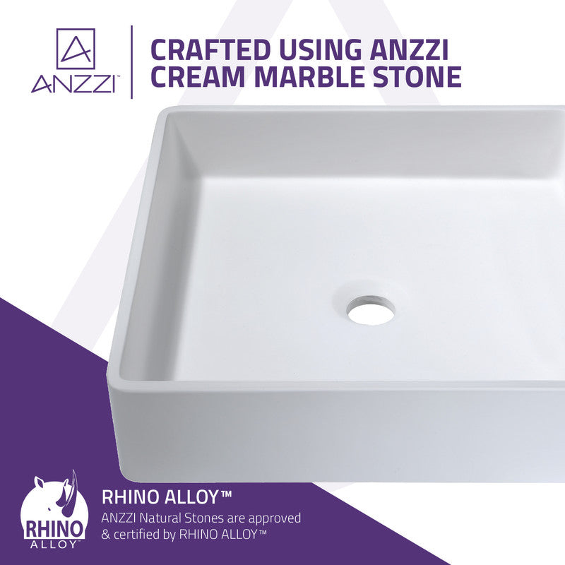 Matimbi 1-Piece Solid Surface Vessel Sink with Pop Up Drain in Matte White