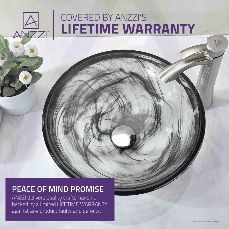 Verabue Series 17 in. Bathroom Vessel Sink with Scratch-Tough and Stain-Resistant Surface in Slumber Wisp Glass