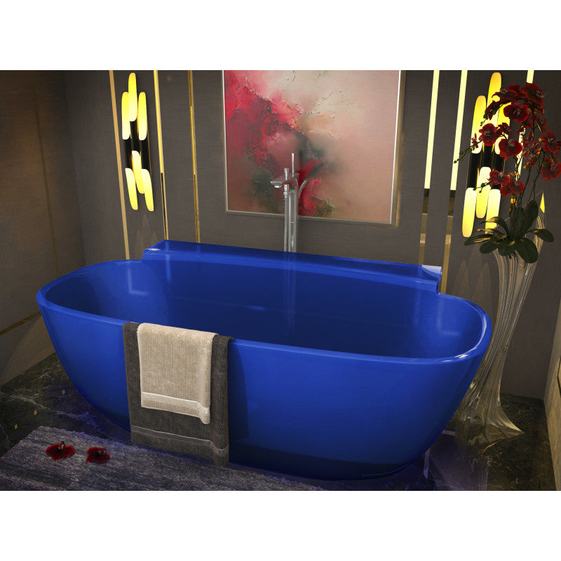 FT-AZ523-BL - Vida 5.2 ft. Solid Surface Center Drain Freestanding Bathtub in Regal Blue