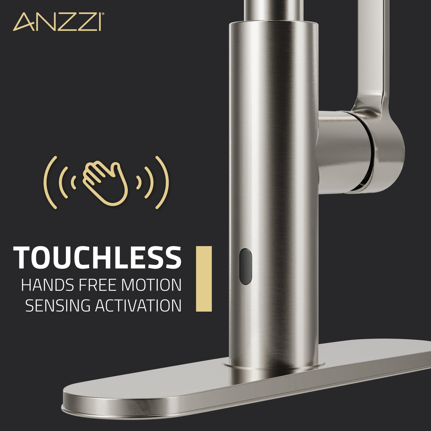 Ola Hands Free Touchless 1-Handle Pull-Down Sprayer Kitchen Faucet with Motion Sense and Fan Sprayer
