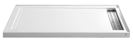 Field Base Series 60 in. L x 36 in. W Corner Shower Shower Pan Base with Right Drain in Glossy White Marine Acrylic