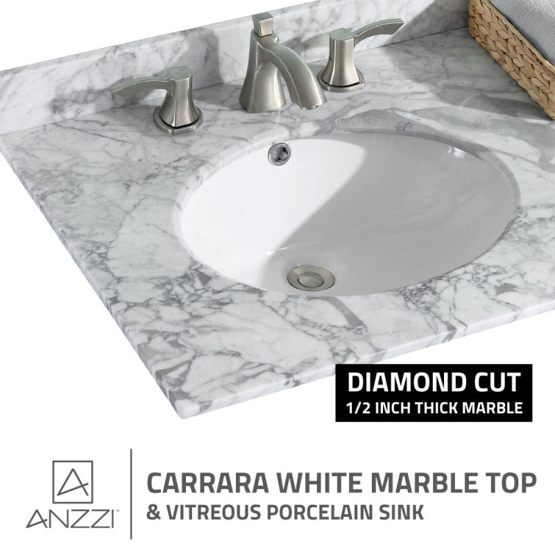 Chateau 72 in. W x 22 in. D Bathroom Vanity Set with Carrara Marble Top with White Sink