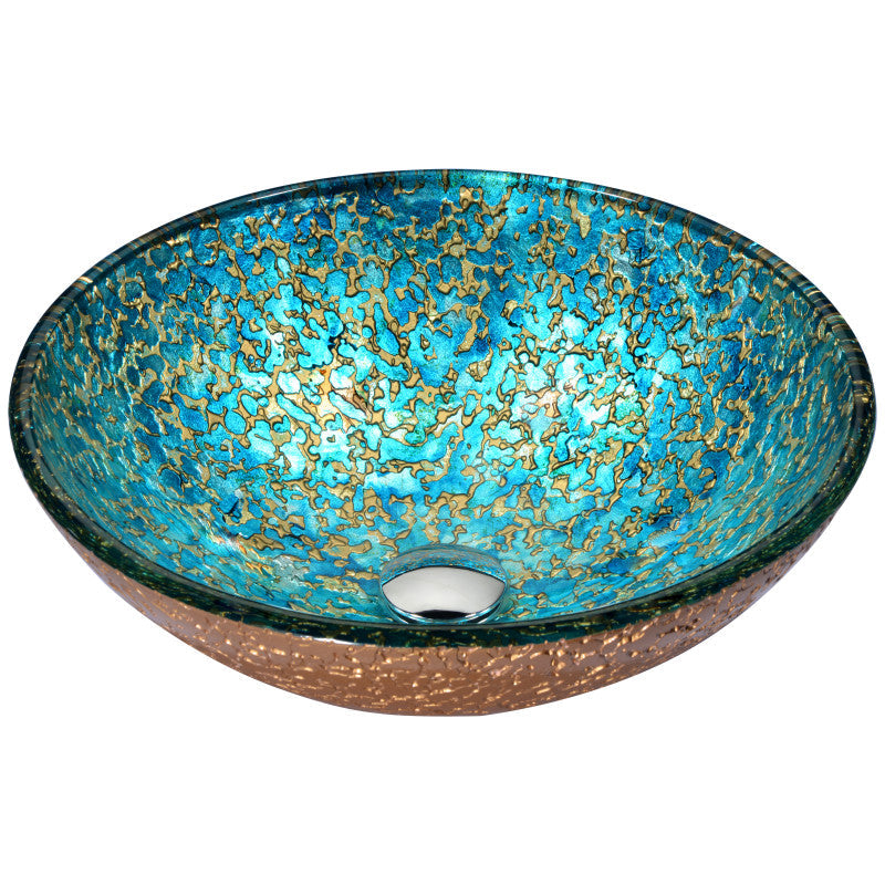 LS-AZ8211 - Makata Series 17 in. Bathroom Vessel Sink with Scratch-Tough and Stain-Resistant Non-Porous Surface in Multi Glass