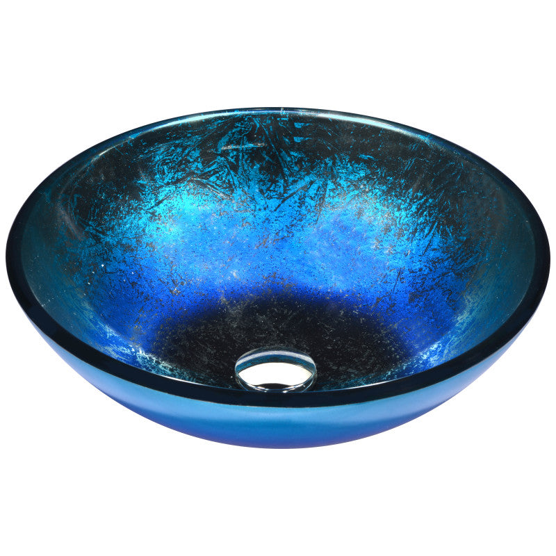 Oceana Series 17 in. Bathroom Vessel Sink with Scratch-Tough and Stain-Resistant Non-Porous Surface in Blue Glass