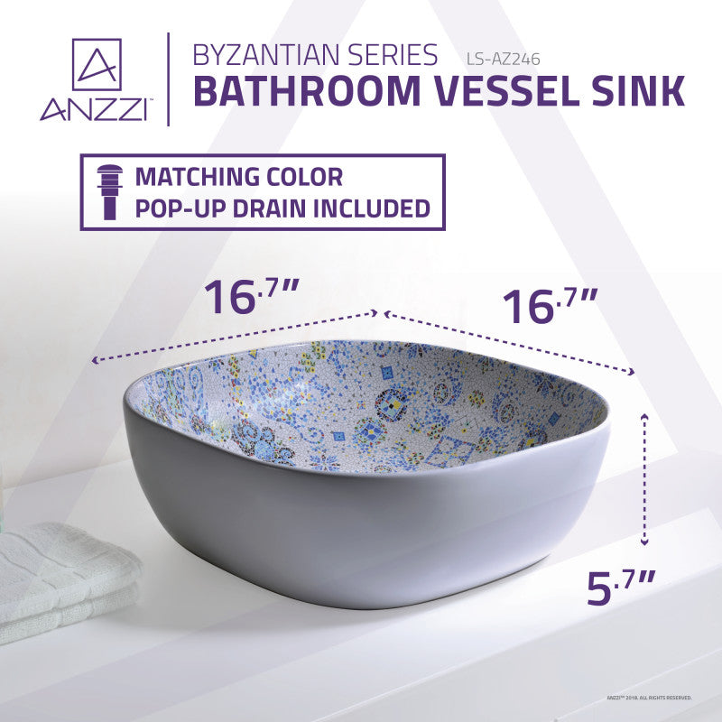 Byzantian Series Ceramic Vessel Sink in Byzantine Mosaic Finish