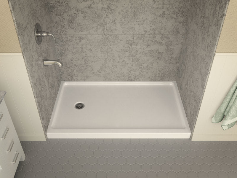 Colossi Base Series 60 in. L x 36 in. W Alcove Shower Shower Pan Base with Left Drain in Glossy White Marine Acrylic