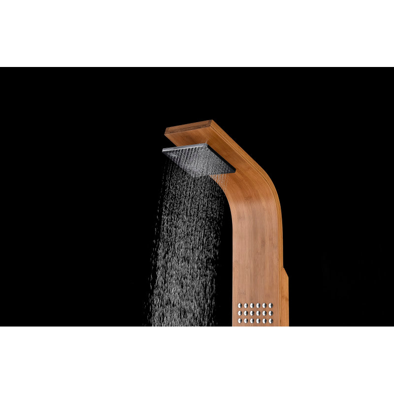 Crane 60 in. Full Body Shower Panel with Heavy Rain Shower and Spray Wand in Natural Bamboo