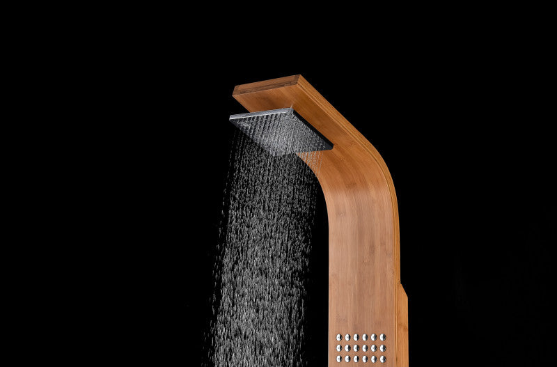 Mansion 60 in. Full Body Shower Panel with Heavy Rain Shower and Spray Wand in Natural Bamboo
