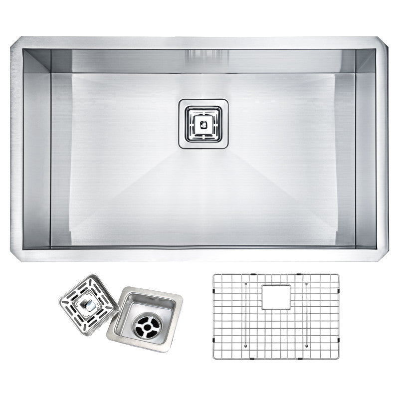 Vanguard Undermount Stainless Steel 30 in. 0-Hole Single Bowl Kitchen Sink in Brushed Satin