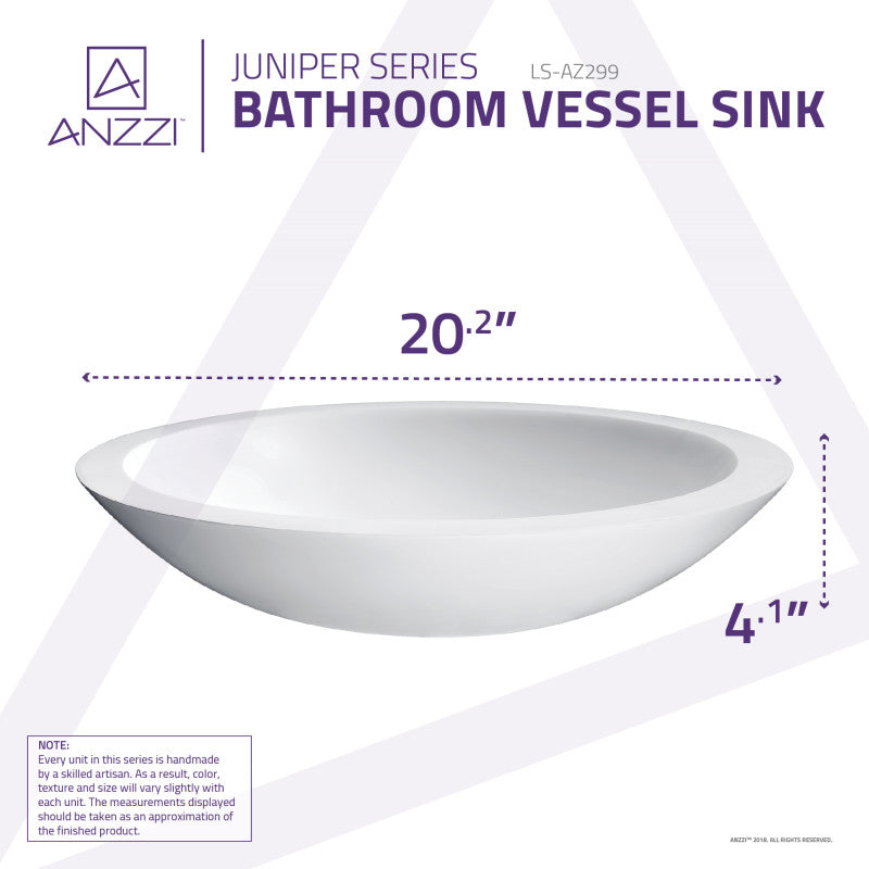 Juniper Solid Surface Vessel Sink in White