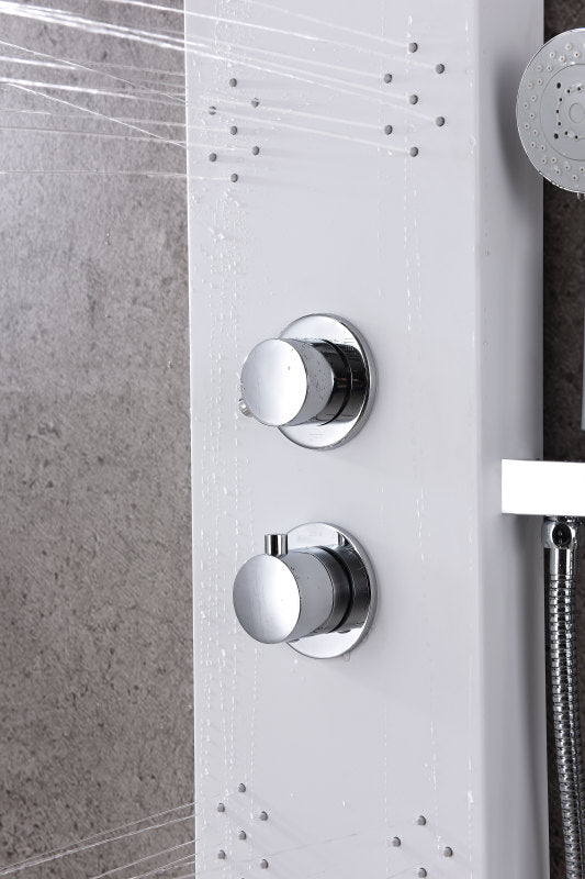 Lyric 64 in. 6-Jetted Full Body Shower Panel with Heavy Rain Shower and Spray Wand in White