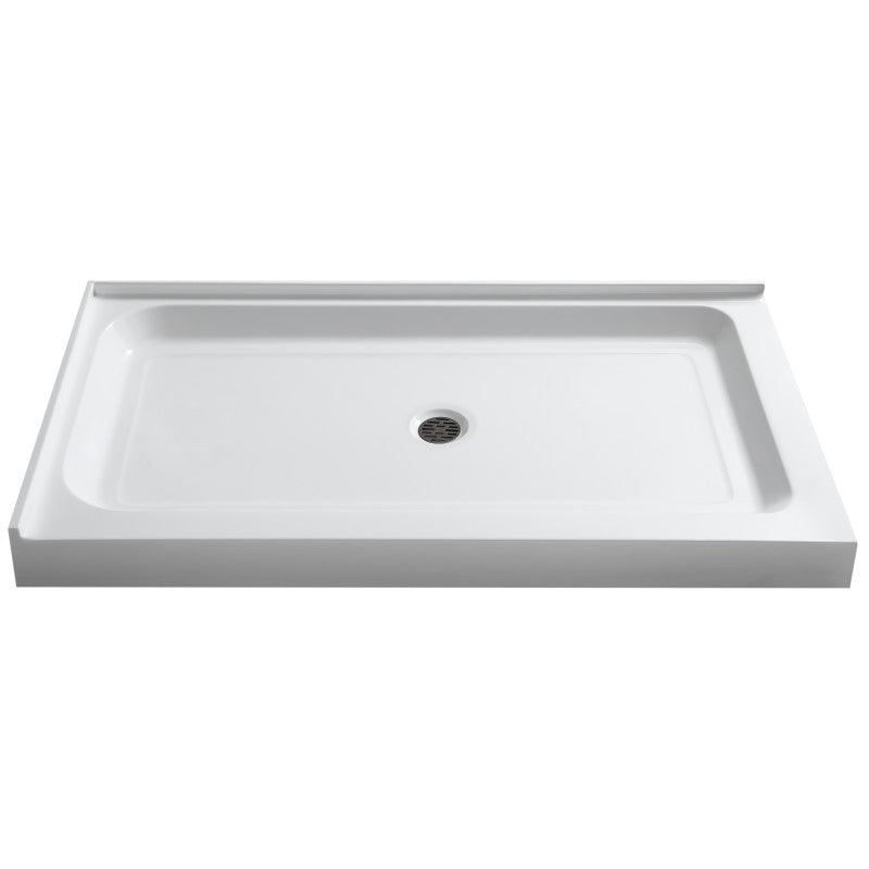 Vail Base Series 36 in. L x 48 in. W Corner Shower Shower Pan Base with Center Drain in Glossy White Marine Acrylic