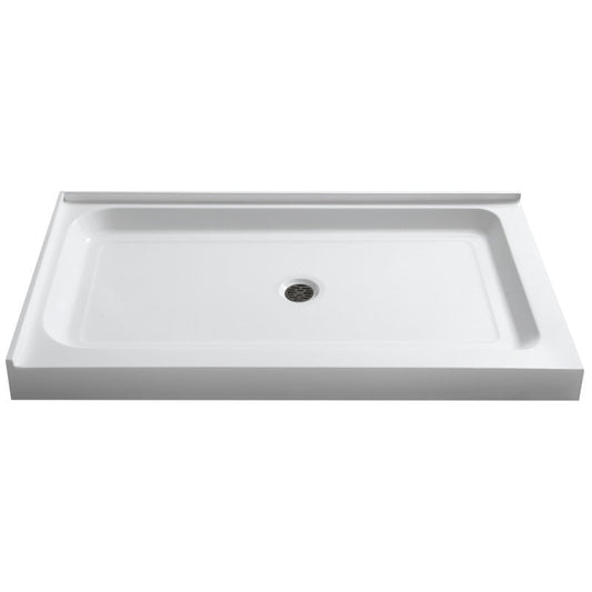 Vail Base Series 36 in. L x 48 in. W Corner Shower Shower Pan Base with Center Drain in Glossy White Marine Acrylic