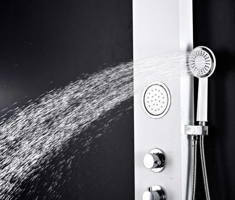 Aquifer Series 56 in. Full Body Shower Panel System with Heavy Rain Shower and Spray Wand in White