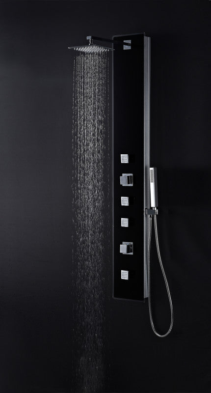 Llano Series 60 in. Full Body Shower Panel System with Heavy Rain Shower and Spray Wand in Black