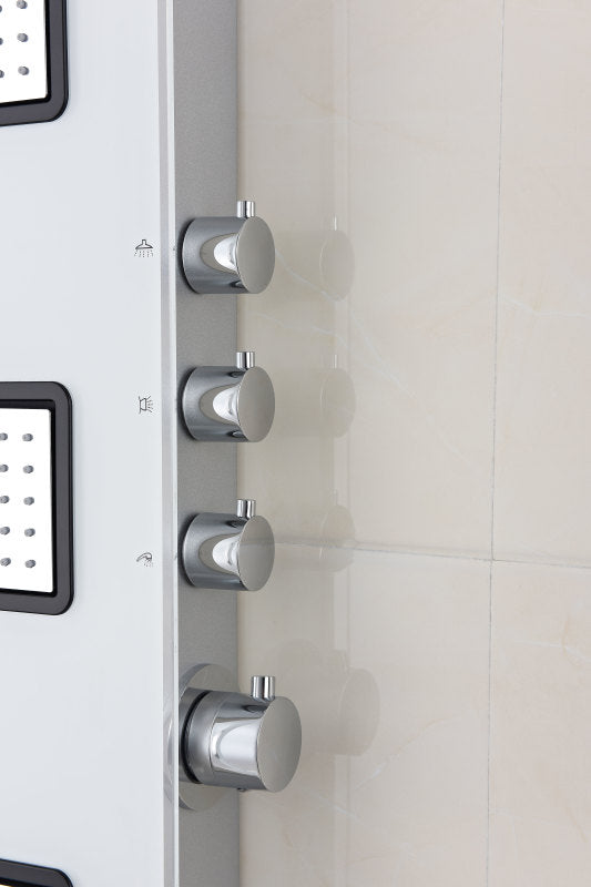 Leopard 60 in. 3-Jetted Full Body Shower Panel with Heavy Rain Shower and Spray Wand in White