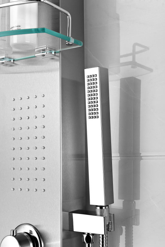 Pioneer 44 in. Full Body Shower Panel with Heavy Rain Shower and Spray Wand in Brushed Steel