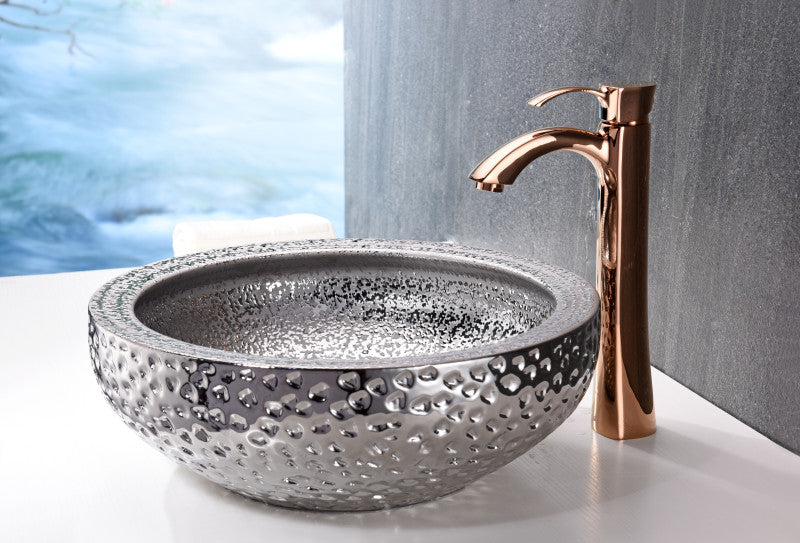 Levi Series Vessel Sink in Speckled Silver