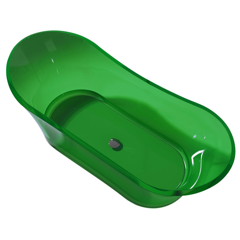 FT-AZ520-GR - Azul 5.8 ft. Solid Surface Center Drain Freestanding Bathtub in Emerald Green
