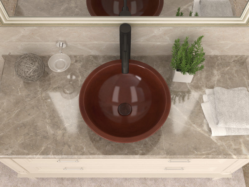 Pisces 16 in. Handmade Vessel Sink in Polished Antique Copper with Floral Design Exterior
