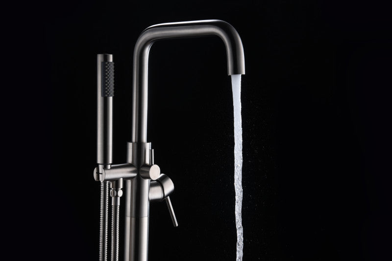 Moray Series 2-Handle Freestanding Tub Faucet with Hand Shower in Brushed Nickel