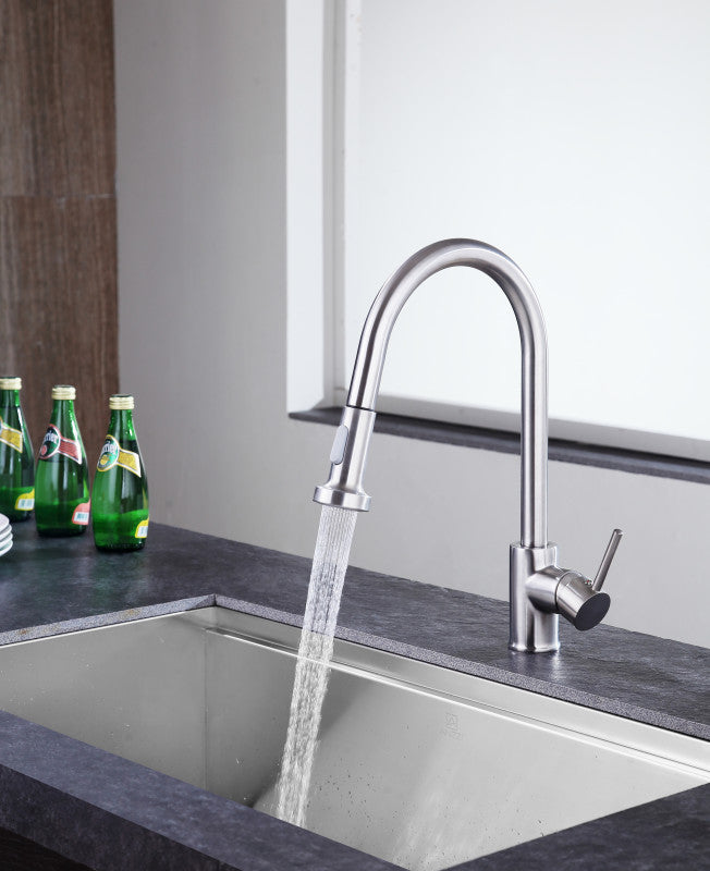 Tycho Single-Handle Pull-Out Sprayer Kitchen Faucet in Brushed Nickel