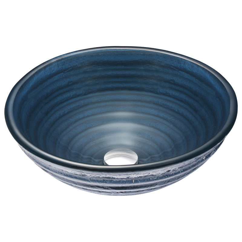 Tempo Series 17 in. Bathroom Vessel Sink with Scratch-Tough and Stain-Resistant Surface in Lustrous Blue Glass