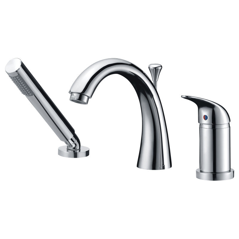FR-AZ801 - Den Series Single Handle Deck-Mount Roman Tub Faucet with Handheld Sprayer in Polished Chrome