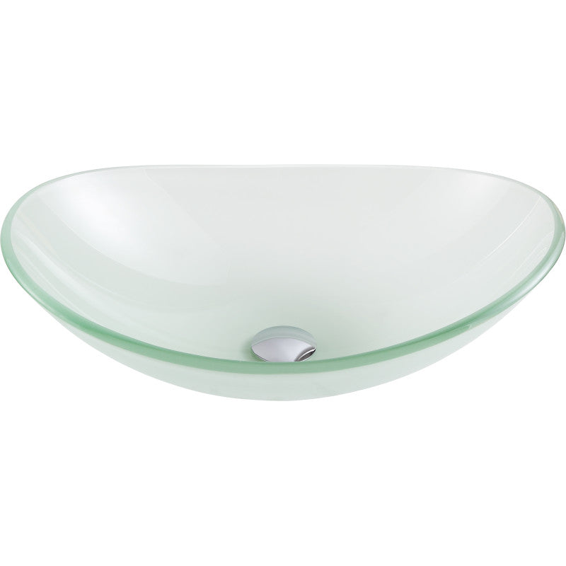 Craft Series 21 in. Bathroom Vessel Sink with Stain-Resistant Non-Porous Surface in Lustrous Frosted Finish Glass