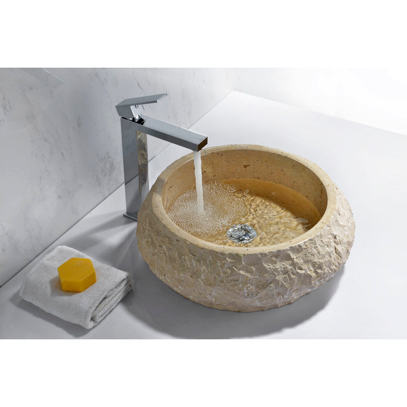 Desert Ash Vessel Sink in Classic Cream Marble