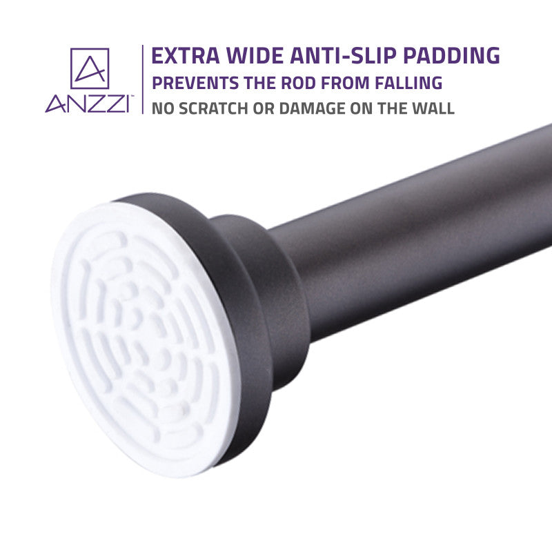 ANZZI 35-55 Inches Shower Curtain Rod with Shower Hooks in Oil Rubbed Bronze | Adjustable Tension Shower Doorway Curtain Rod | Rust Resistant No Drilling Anti-Slip Bar for Bathroom | AC-AZSR55ORB