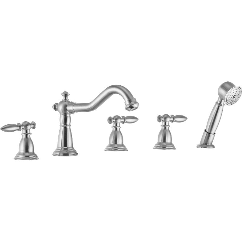 Patriarch 2-Handle Deck-Mount Roman Tub Faucet with Handheld Sprayer in Brushed Nickel