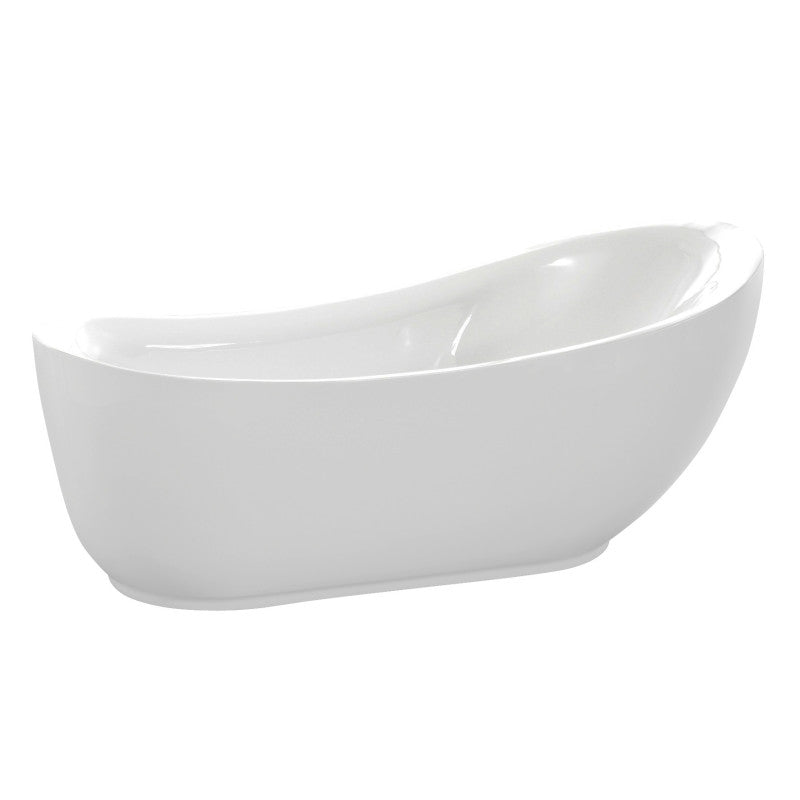 FT-AZ090 - Talyah Series 71 in. x 35 in. Flat Bottom Acrylic Freestanding Soaking Bathtub with Center Drain in Glossy White