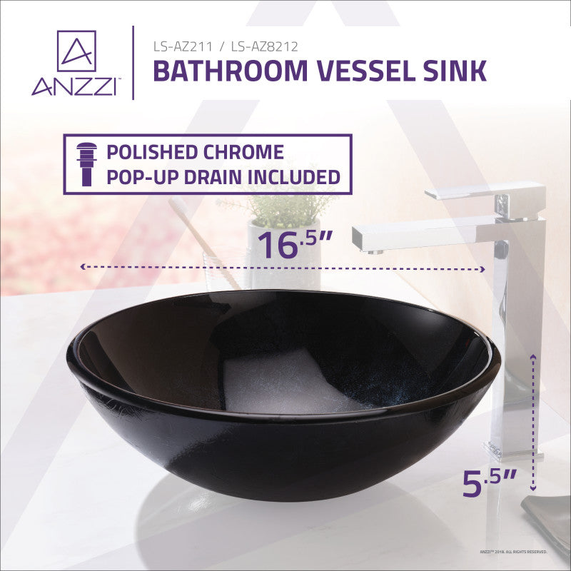Makata Series Vessel Sink in Starlit Midnight
