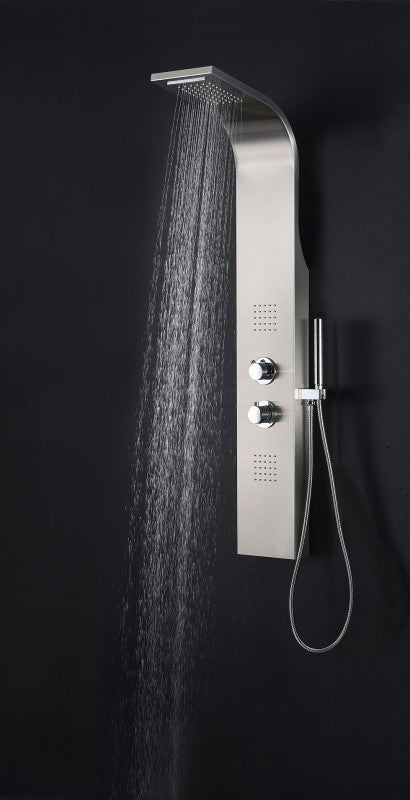 Anchorage 51 in. Full Body Shower Panel with Heavy Rain Shower and Spray Wand in Brushed Steel