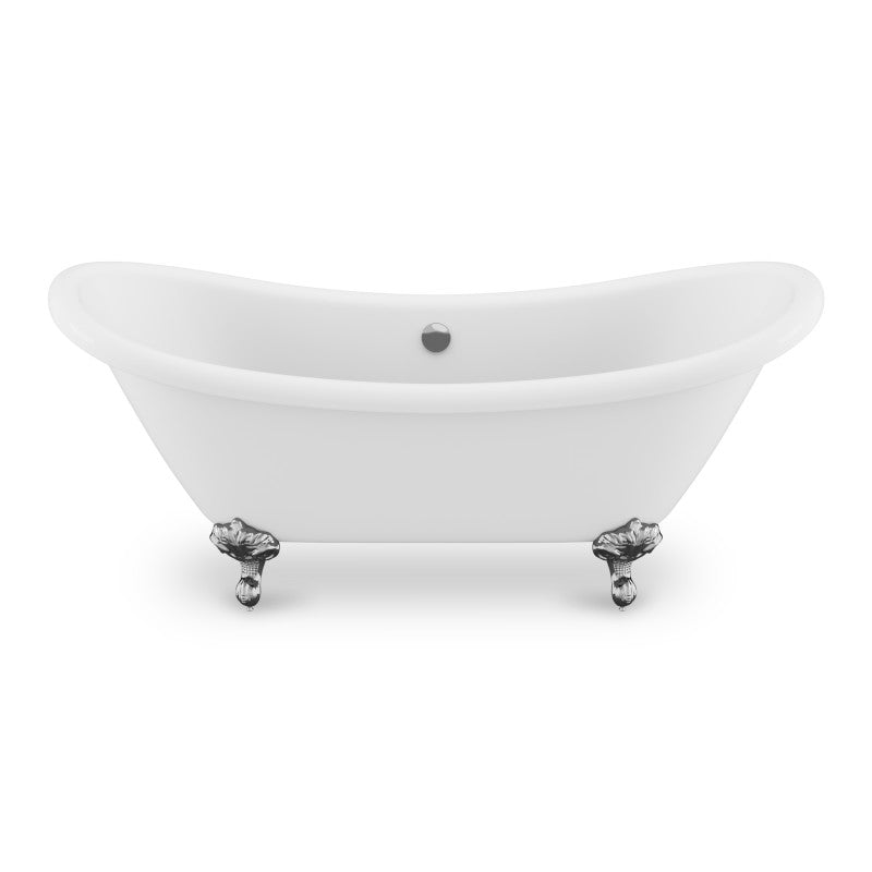 FT-AZ132CH - Falco Series 70 in. x 29 in. Soaking Freestanding Bathtub with Center Drain in Glossy White with Polished Chrome Feet