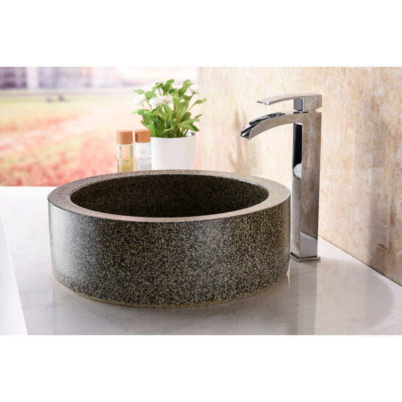 Black Desert Crown Vessel Sink in Speckled Stone