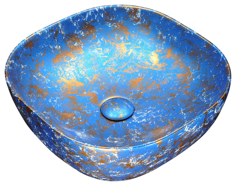 Marbled Series Ceramic Vessel Sink in Marbled Tulip Finish