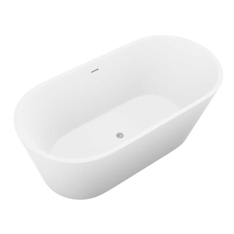 Rossetto 5.6 ft. Solid Surface Center Drain Freestanding Bathtub in Matte White