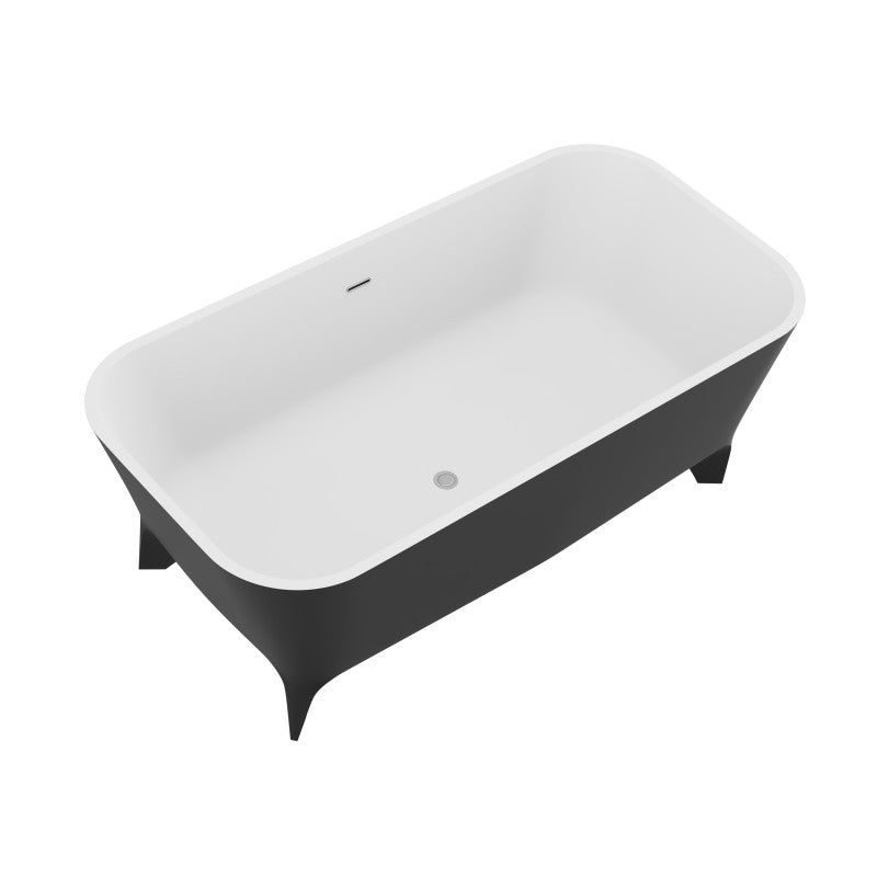 FT-AZ115 - Nightshade Series 63 in. x 32 in. Soaking Freestanding Bathtub with Center Drain in Matte Black Exterior and Feet