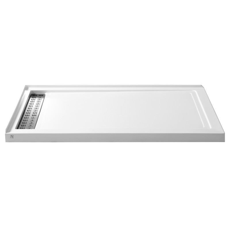 Field Base Series 36 in. L x 60 in. W Corner Shower Shower Pan Base with Left Drain in Glossy White Marine Acrylic