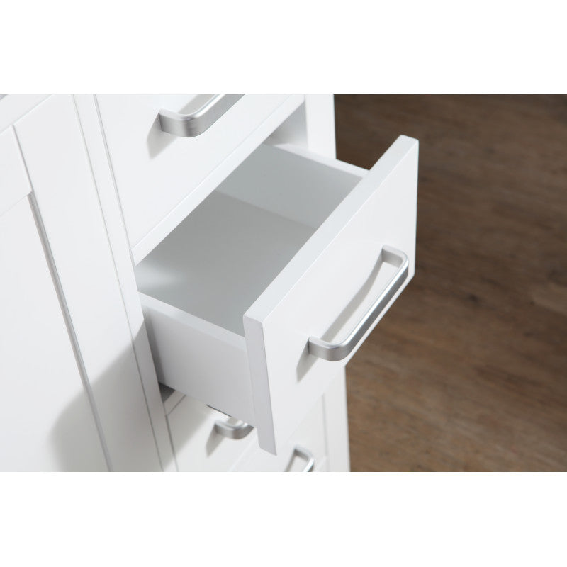 Chateau 36 in. W x 35 in. H Bath Vanity in Rich White with Carrara White Marble Vanity Top in Carrara White with White Basin