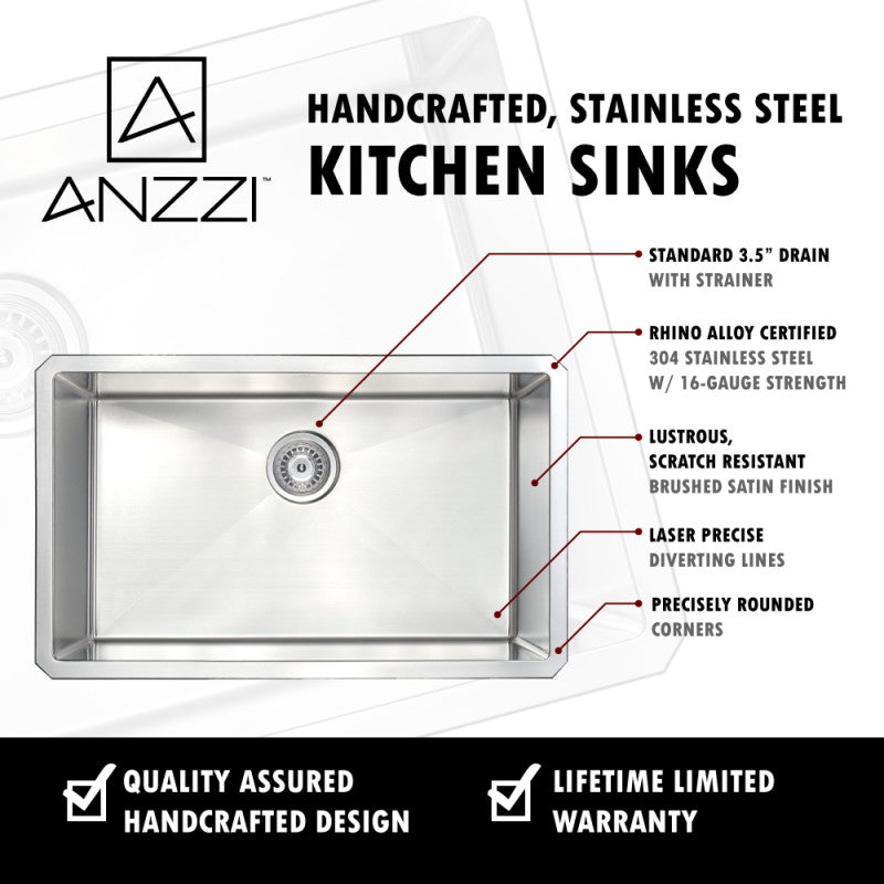 VANGUARD Undermount Stainless Steel 23 in. Single Bowl Kitchen Sink and Faucet Set with Singer Faucet in Brushed Nickel