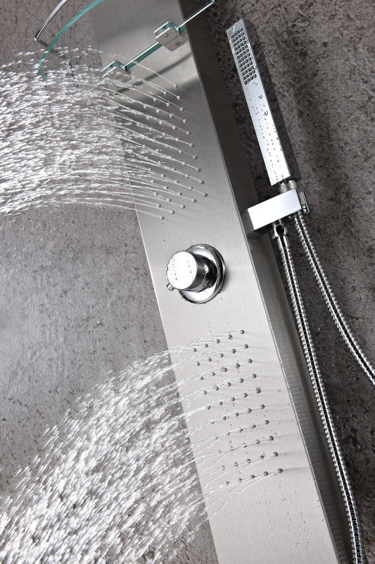 Pioneer 44 in. Full Body Shower Panel with Heavy Rain Shower and Spray Wand in Brushed Steel