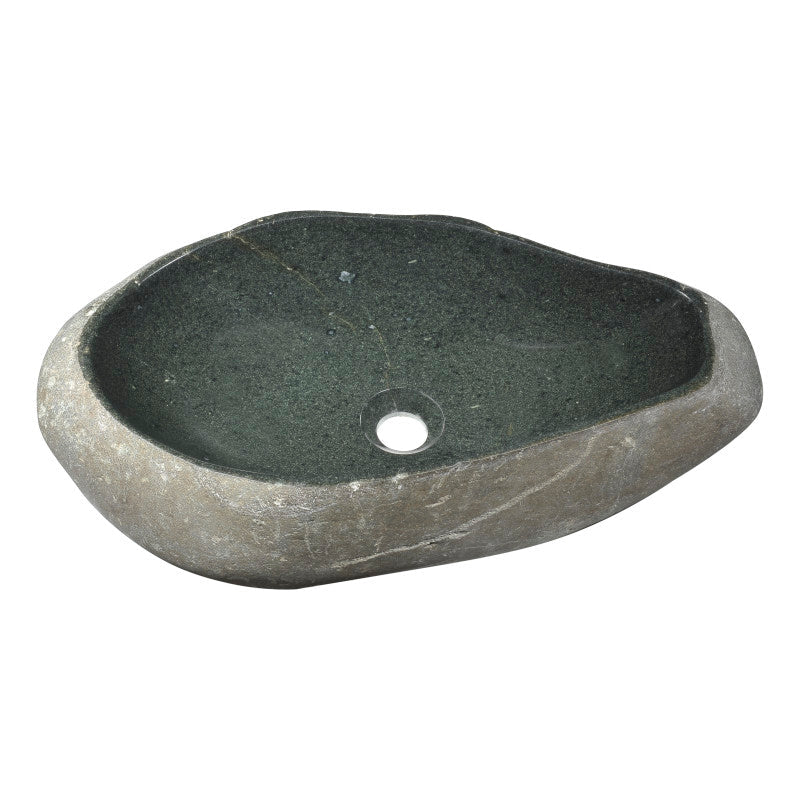 Unkindled Basin Series 20 in. Handcrafted Irregular Shaped Solid Surface Bathroom Vessel Sink in Dark River Stone