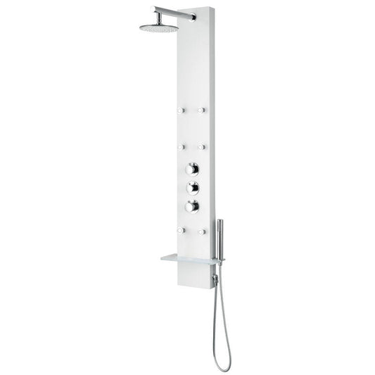 Panther 60 in. 6-Jetted Full Body Shower Panel with Heavy Rain Shower and Spray Wand in White