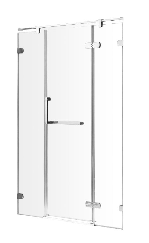 Emperor Series Right Side 55.11 in. x 78.74 in. Semi-Frameless Hinged Shower Door in Chrome with Handle